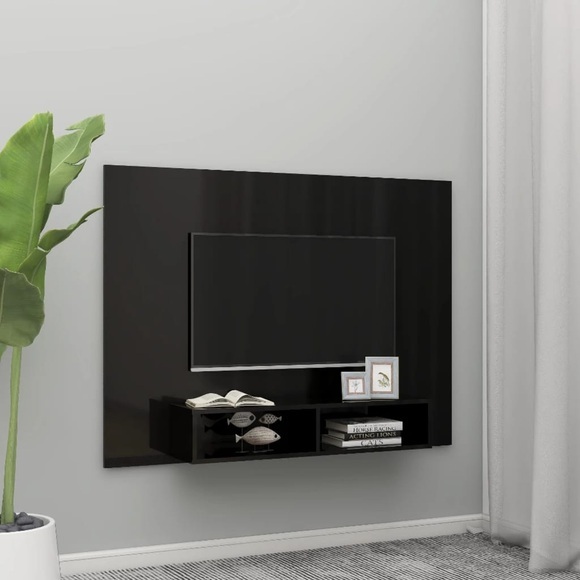 vidaXL TV-Wandschrank Hochglanz-Schwarz 135x23,5x90 cm Spanplatte
