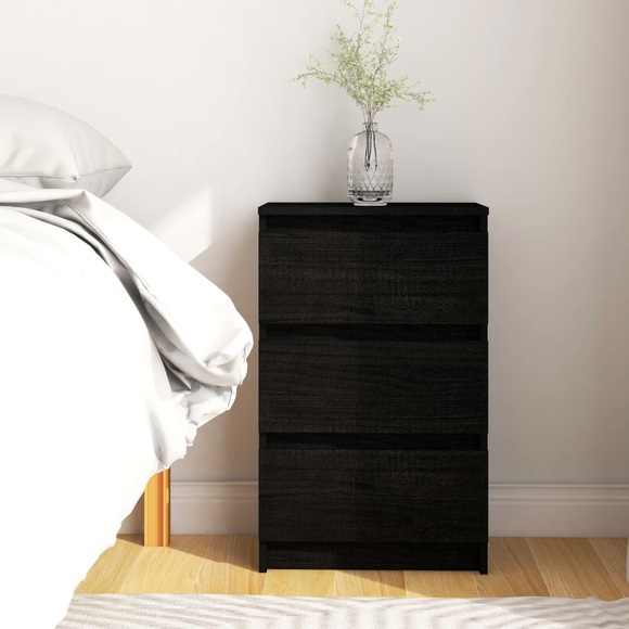 vidaXL Nachttisch Schwarz 40x29,5x64 cm Massivholz Kiefer