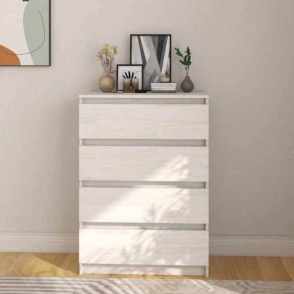 vidaXL Beistellschrank Weiß 60x36x84 cm Massivholz Kiefer