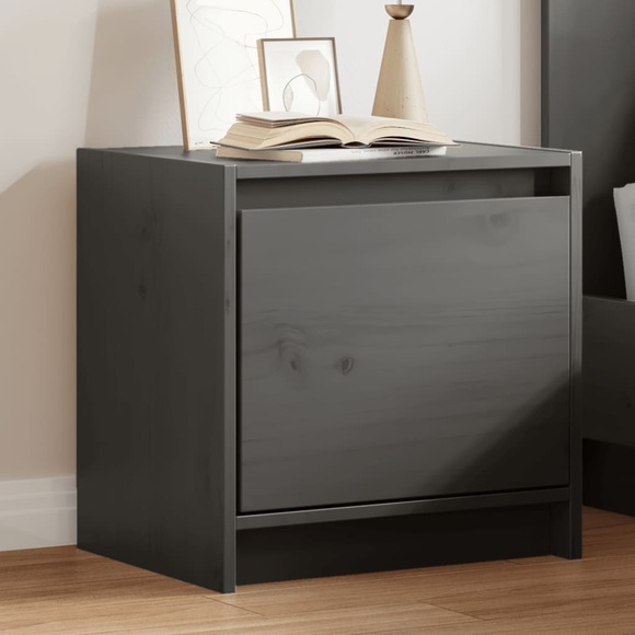vidaXL Nachttisch Grau 40x30,5x40 cm Massivholz Kiefer