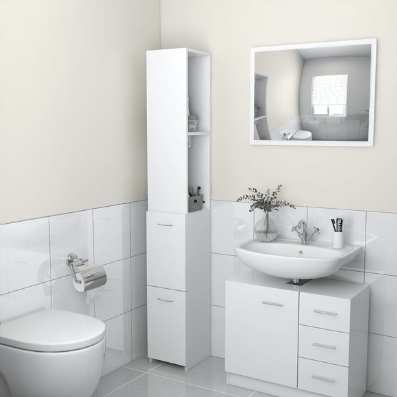 vidaXL Badezimmerschrank Weiß 25x25x170 cm Spanplatte