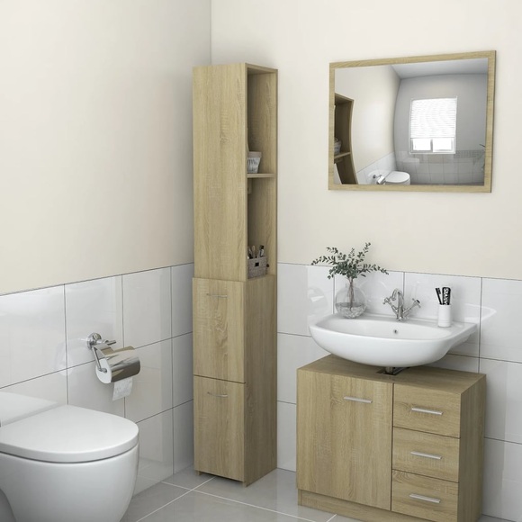 vidaXL Badezimmerschrank Sonoma-Eiche 25x25x170 cm Spanplatte