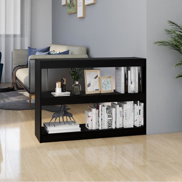 vidaXL Bücherregal Raumteiler Schwarz 100x30x71,5 cm Massivholz Kiefer