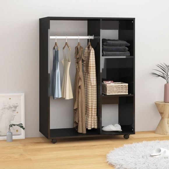 vidaXL Kleiderschrank Hochglanz-Schwarz 80x40x110 cm Spanplatte