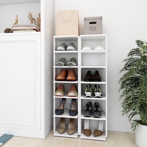 vidaXL Schuhschränke 2 Stk. Weiß 25x27x102 cm Spanplatte