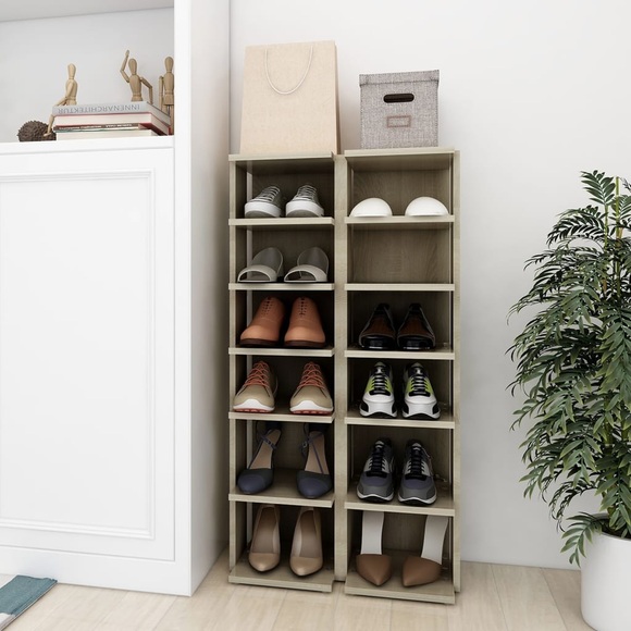 vidaXL Schuhschränke 2 Stk. Sonoma-Eiche 25x27x102 cm