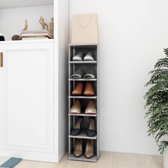 vidaXL Schuhschrank Betongrau 25x27x102 cm Spanplatte