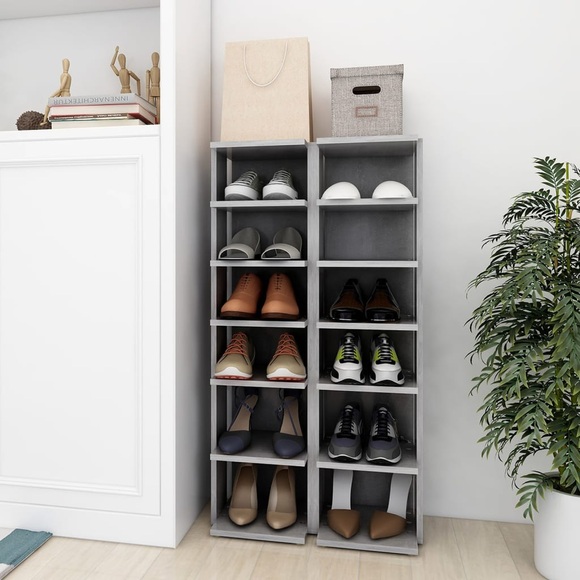 vidaXL Schuhschränke 2 Stk. Betongrau 25x27x102 cm