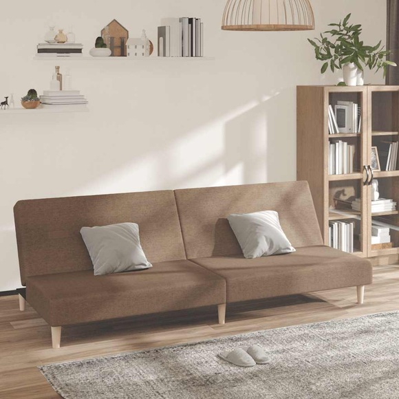 vidaXL Schlafsofa 2-Sitzer Braun Stoff