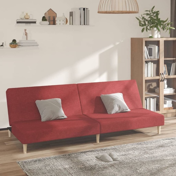 vidaXL Schlafsofa 2-Sitzer Weinrot Stoff