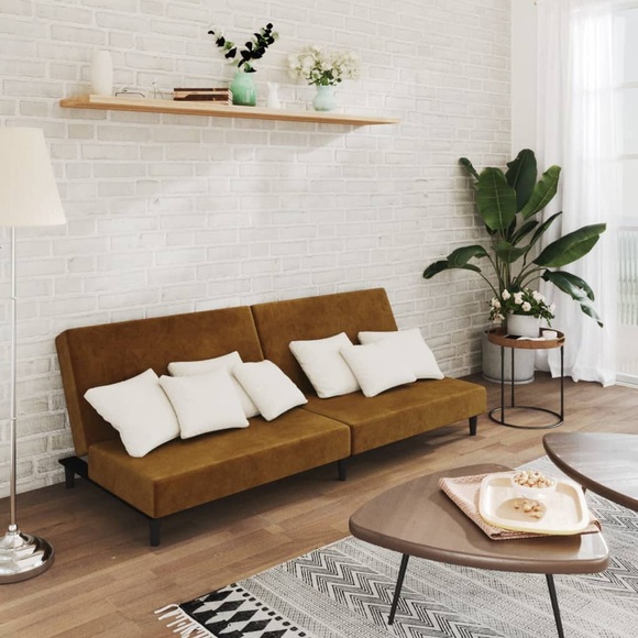 vidaXL Schlafsofa 2-Sitzer Braun Samt