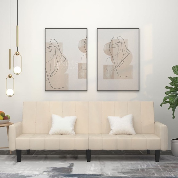 vidaXL Schlafsofa 2-Sitzer Creme Samt