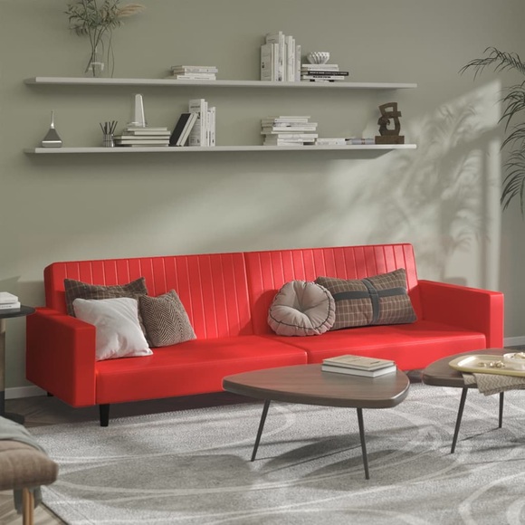 vidaXL Schlafsofa 2-Sitzer Rot Kunstleder