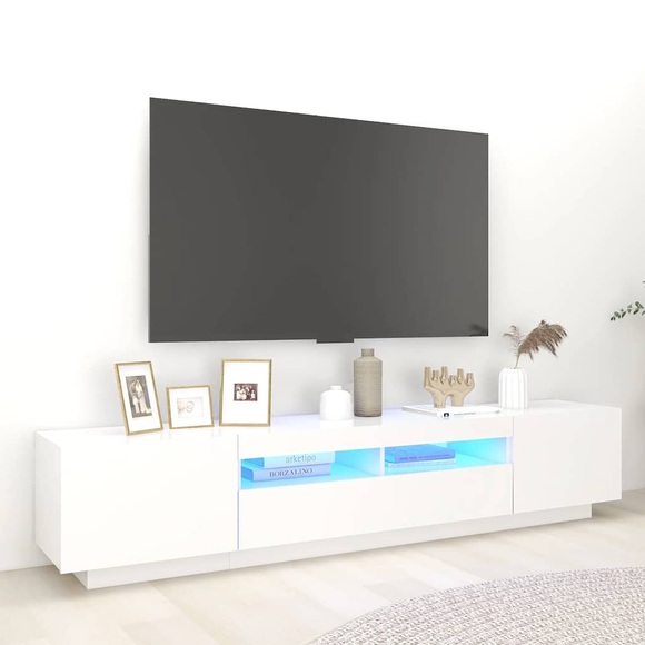 vidaXL TV-Schrank mit LED-Leuchten Weiß 200x35x40 cm