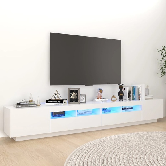 vidaXL TV-Schrank mit LED-Leuchten Weiß 260x35x40 cm