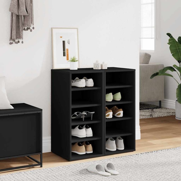 vidaXL Schuhschränke 2 Stk. Schwarz 31,5x35x70 cm Spanplatte