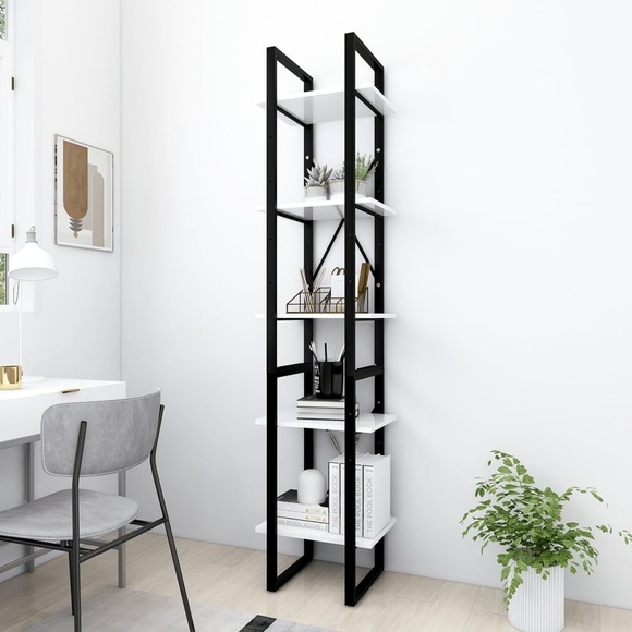 vidaXL Bücherregal 5 Fächer Weiß 40x30x175 cm Spanplatte