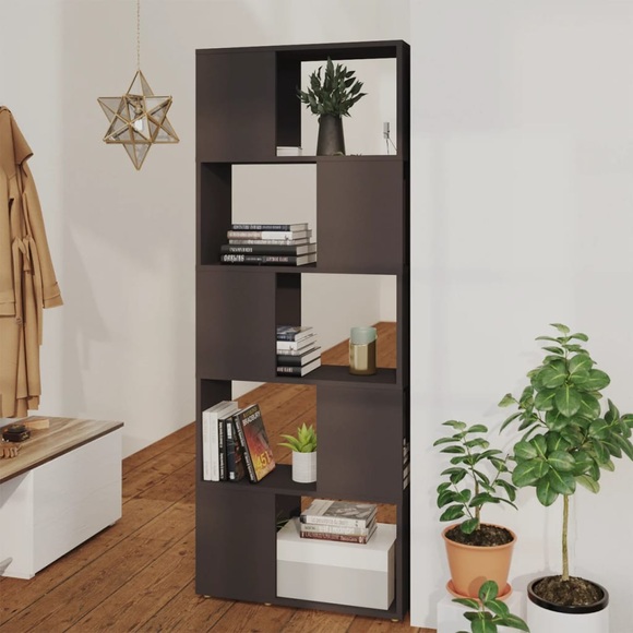 vidaXL Bücherregal Raumteiler Grau 60x24x155 cm Spanplatte