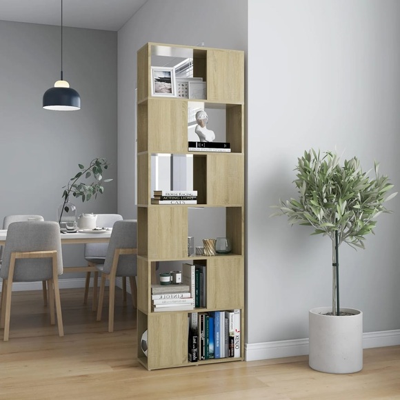 vidaXL Bücherregal Raumteiler Sonoma-Eiche 60x24x186 cm Spanplatte
