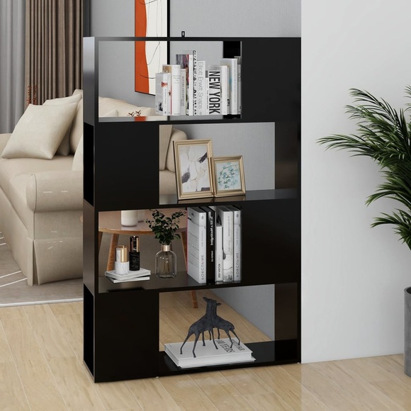 vidaXL Bücherregal Raumteiler Schwarz 80x24x124,5 cm Spanplatte