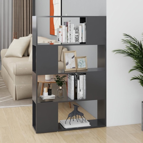 vidaXL Bücherregal Raumteiler Grau 80x24x124,5 cm Spanplatte