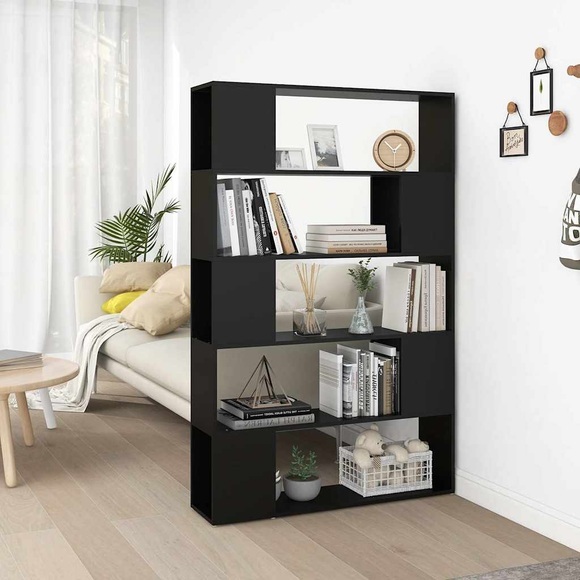 vidaXL Bücherregal Raumteiler Schwarz 100x24x155 cm Holzwerkstoff