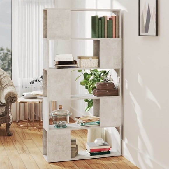 vidaXL Bücherregal Raumteiler Betongrau 80x24x155 cm Holzwerkstoff