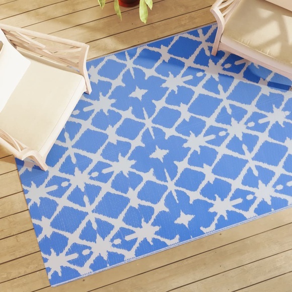 vidaXL Outdoor-Teppich Blau und Weiß 140x200 cm PP