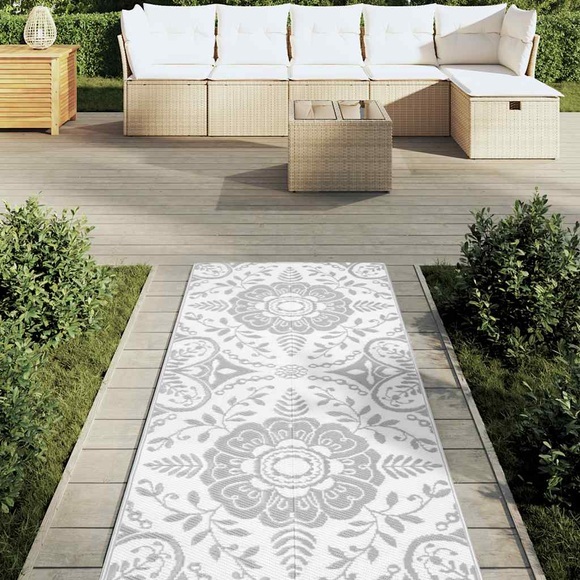vidaXL Outdoor-Teppich Hellgrau 80x250 cm PP
