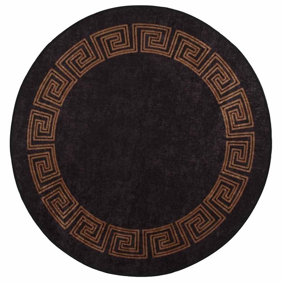 vidaXL Teppich Waschbar Schwarz und Golden ?120 cm Rutschfest