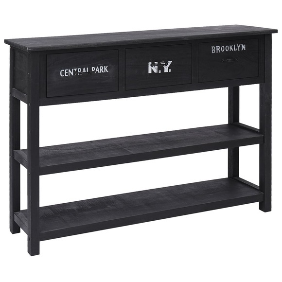 vidaXL Sideboard Schwarz 108x30x76 cm Massivholz Paulownia