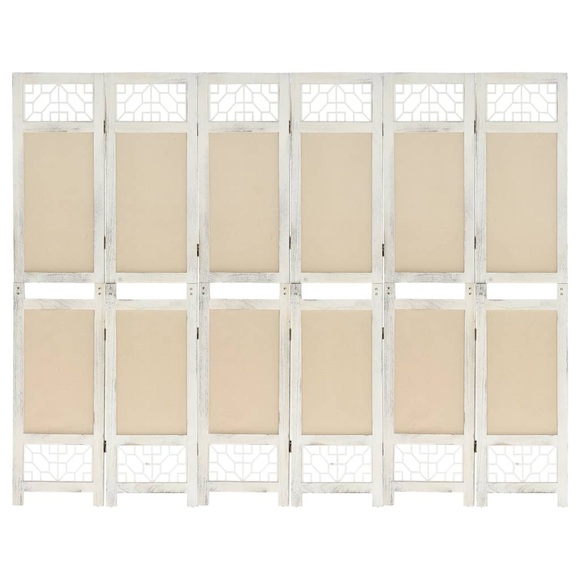 vidaXL 6-tlg. Raumteiler Creme 210x165 cm Stoff