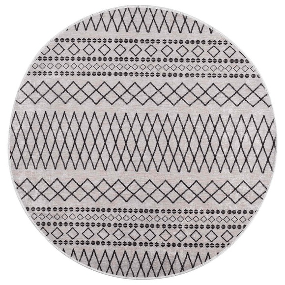 vidaXL Teppich Waschbar Schwarz und Weiß ?120 cm Rutschfest