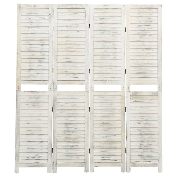 vidaXL 4-Paneel Raumteiler Antik-Weiß 140x165 cm Holz