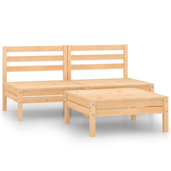 vidaXL 3-tlg. Garten-Lounge-Set Kiefer Massivholz