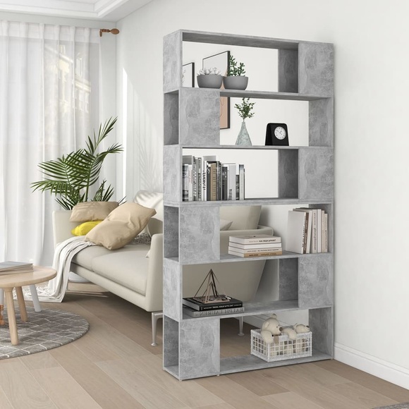 vidaXL Bücherregal Raumteiler Betongrau 100x24x188 cm