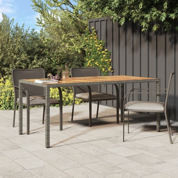 vidaXL Gartentisch 190x90x75 cm Poly Rattan und Akazienholz Grau