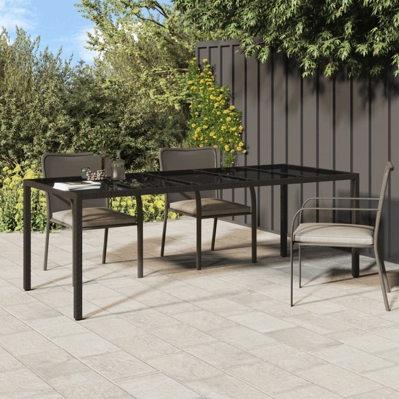 vidaXL Gartentisch Braun 250x100x75 cm Hartglas und Poly Rattan