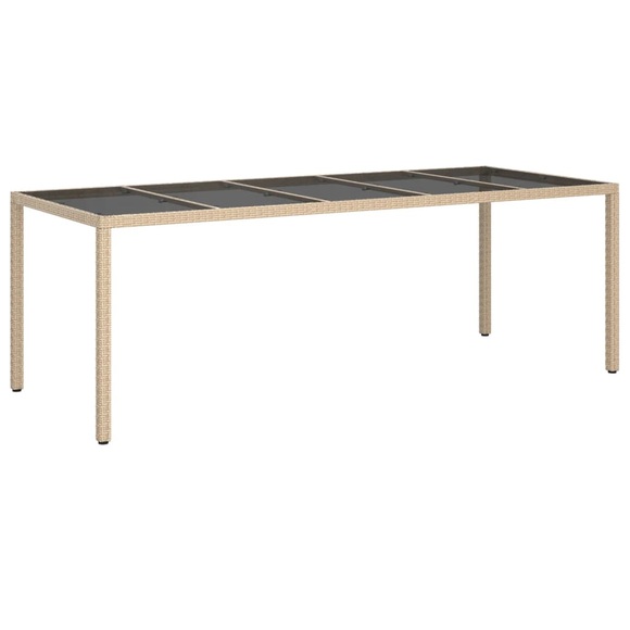 vidaXL Gartentisch Beige 250x100x75 cm Hartglas und Poly Rattan