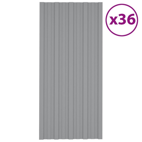 vidaXL Dachpaneele 36 Stk. Verzinkter Stahl Grau 100x45 cm