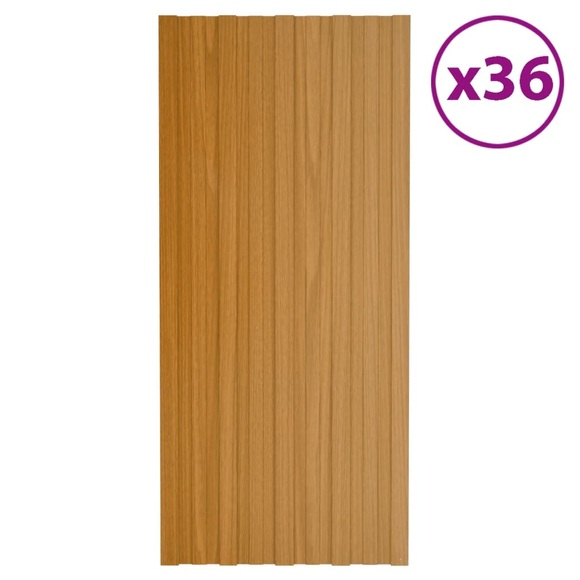 vidaXL Dachpaneele 36 Stk. Verzinkter Stahl Holzoptik Hell 100x45 cm