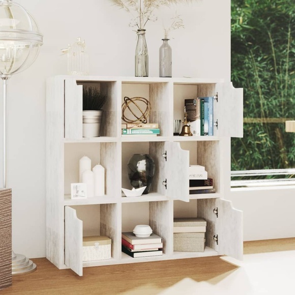 vidaXL Bücherregal Beton-Optik 88,5x27,5x88 cm Spanplatte