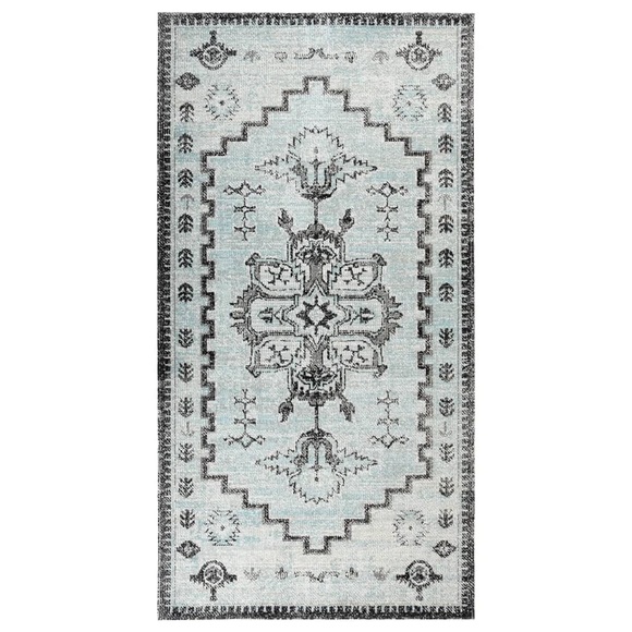 vidaXL Outdoor-Teppich Flachgewebe 80x150 cm Grün und Grau
