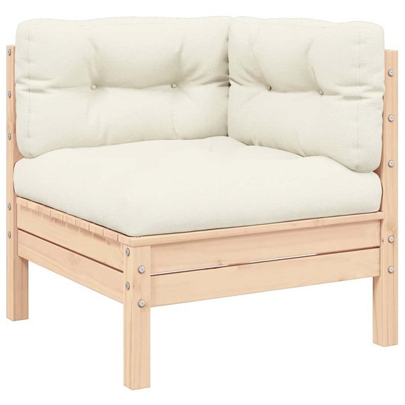 vidaXL Garten-Ecksofa mit Creme Kissen Massivholz Kiefer