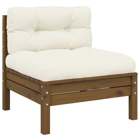vidaXL Garten-Mittelsofa mit Kissen Honigbraun Massivholz Kiefer
