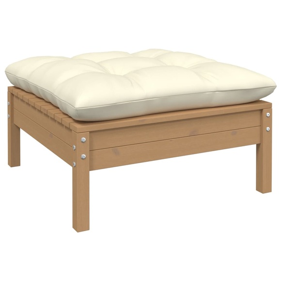 vidaXL Gartenhocker mit Creme Kissen Honigbraun Massivholz Kiefer