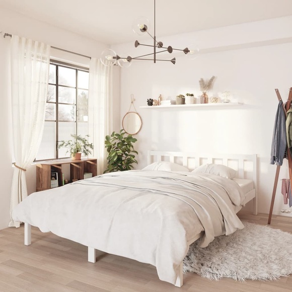 vidaXL Massivholzbett Weiß Kiefer 150x200 cm 5FT King Size