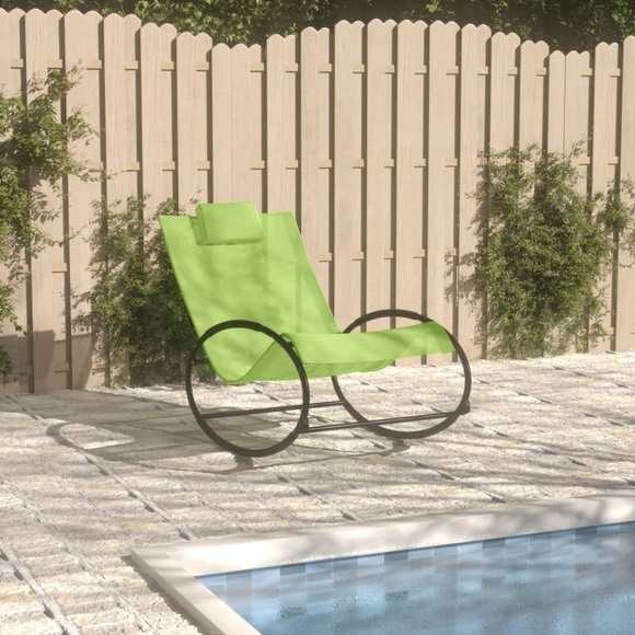 vidaXL Sonnenliege mit Kissen Stahl und Textilene Grün