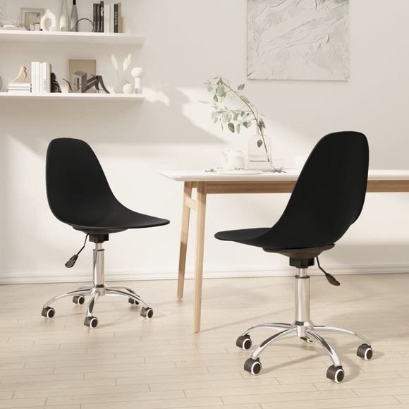 vidaXL Esszimmerstühle 2 Stk. Drehbar Schwarz PP