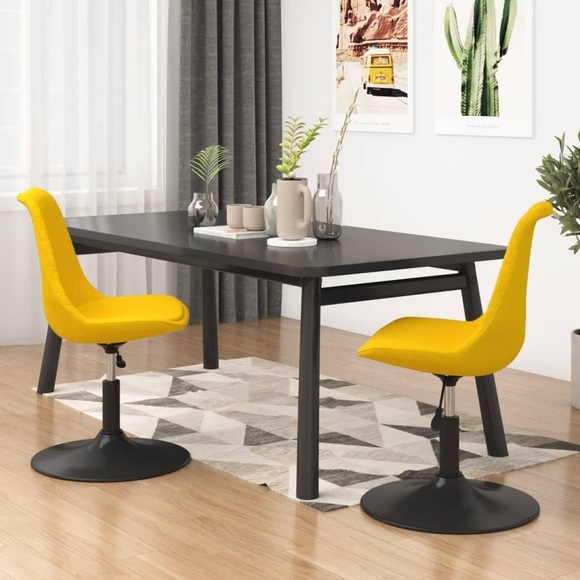 vidaXL Esszimmerstühle 2 Stk. Drehbar Gelb Samt